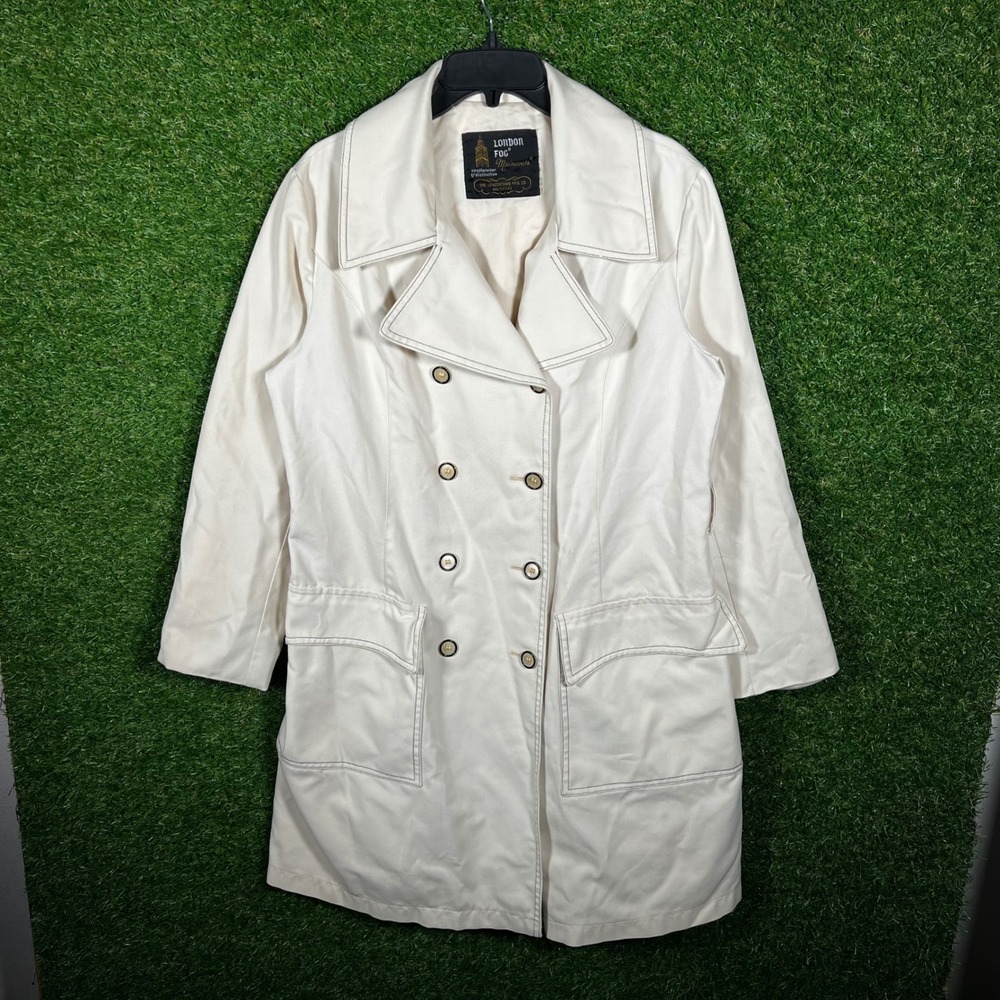 Vintage London Fog Maincoats Cream Double‎ Breasted Trench Coat Jacket